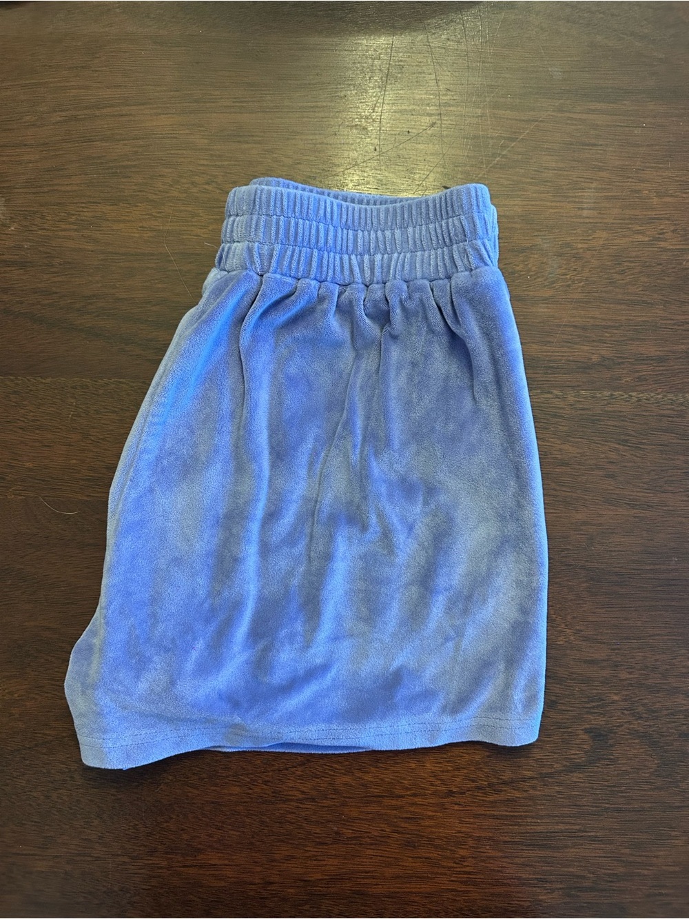 Elastic Waist Purple Velour Shorts